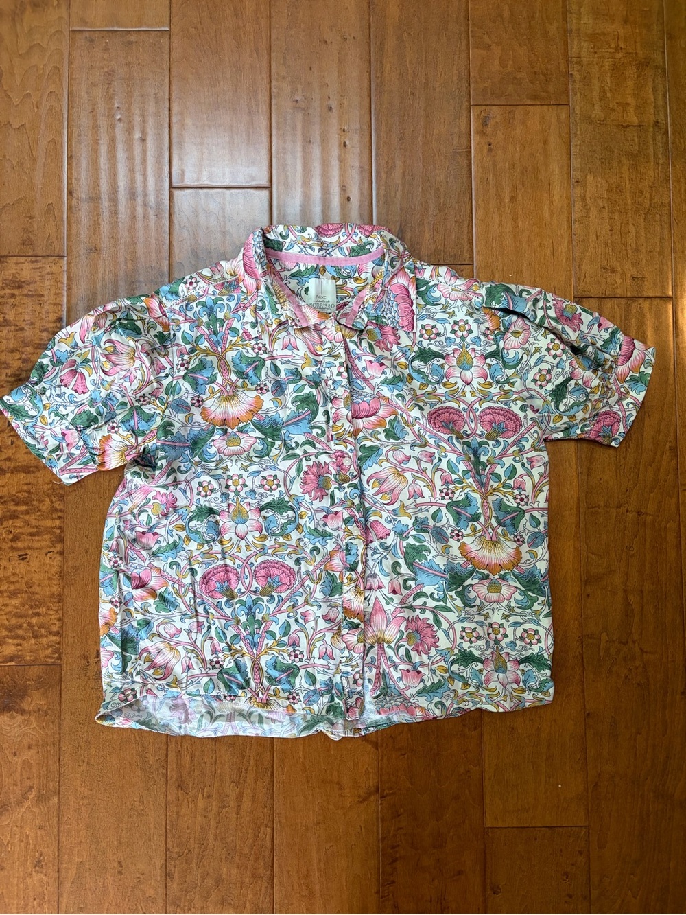 Floral puff sleeve short sleeve blouse